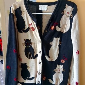 Hand-embroidered Christopher & Banks cat sweater